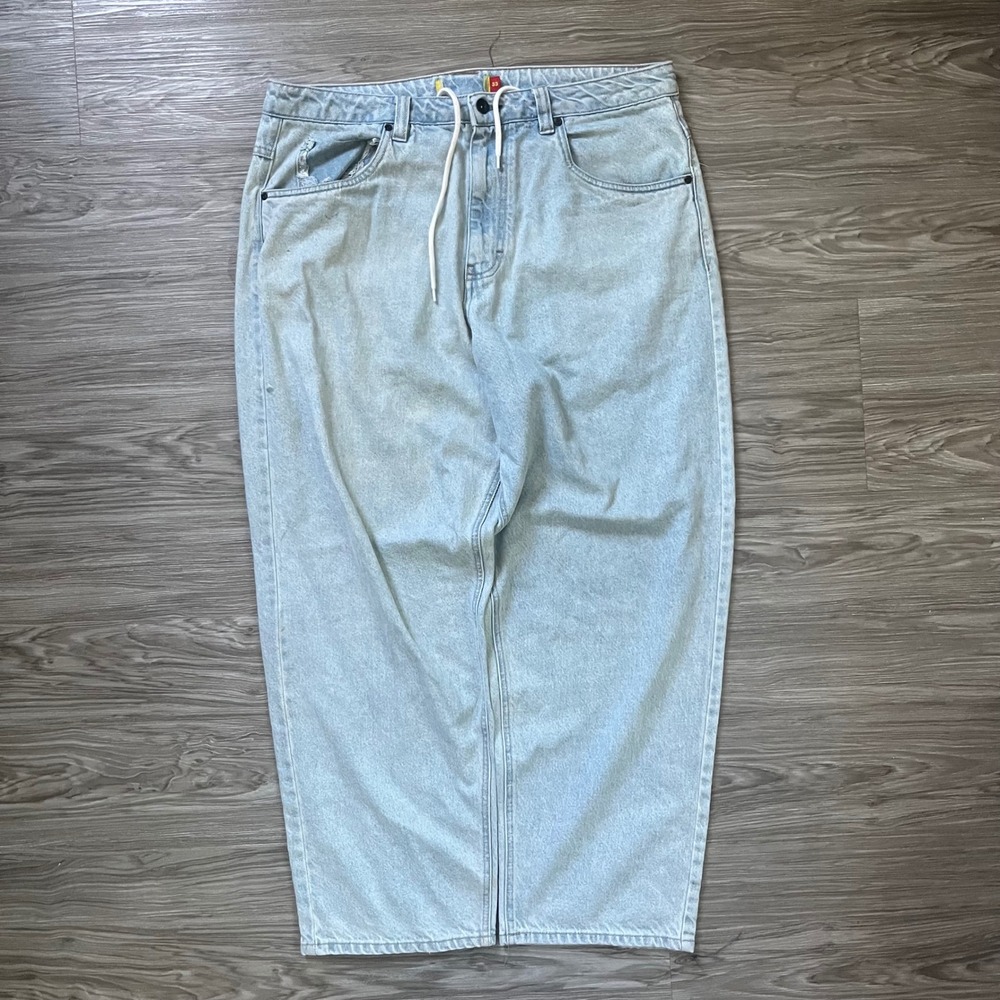 Empyre Loose Fit Light Wash Blue Denim Skate Jeans Mens 33 Drawstring Baggy